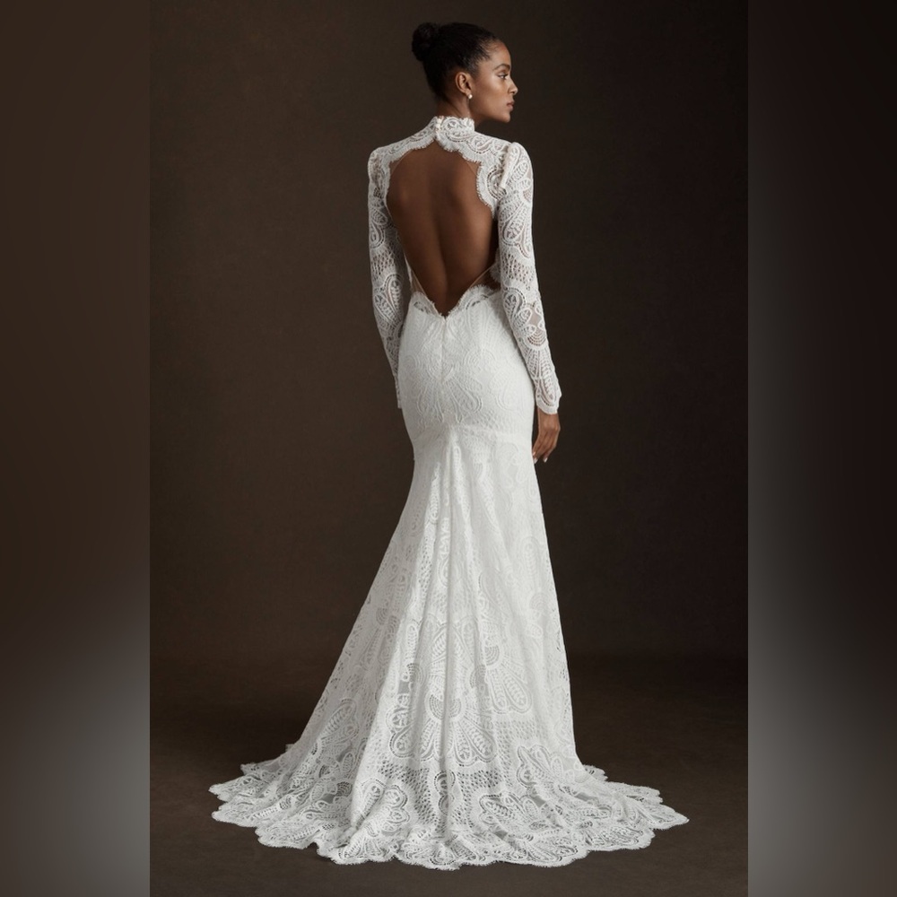 BHLDN Willowby by Watters Orianna High-Neck Open-Back Lace Wedding Gown - Picture 3 of 15